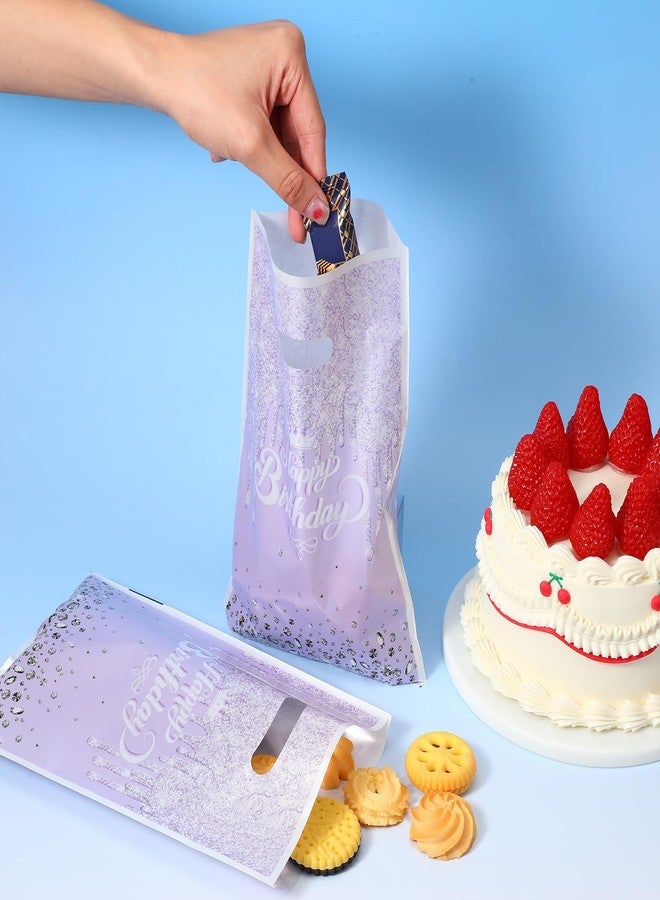 Bruislard 30 Pcs Glitter Diamond Goodie Bag with Handles Happy Birthday Candy Bags Purple Gift Bags Birthday Party Favor Bag for Women Girls Party Decor Supplies - Image 3
